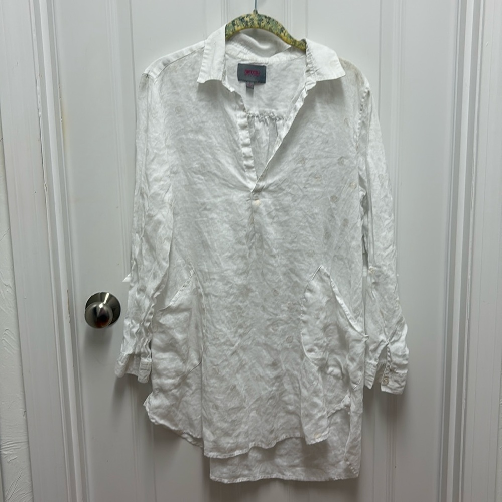 Forcynthia beachwear White Linen Coverup - size‎ Large